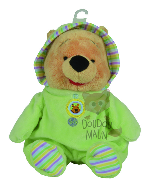  peluche winnie lourson pyjama vert jaune 